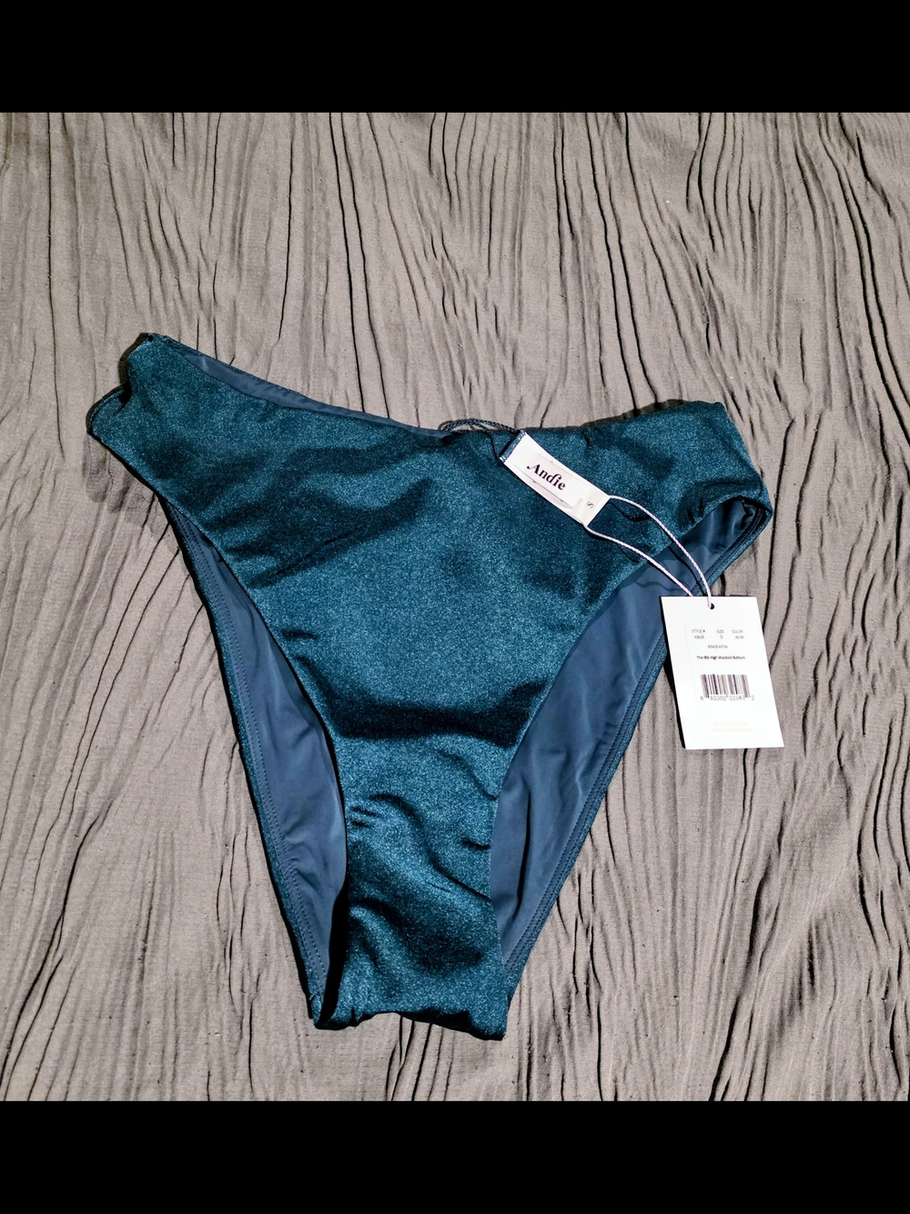 Andie Shimmery Teal High-Cut Bikini Bottom